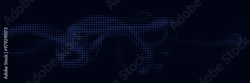 A moving digital 3d wave. Futuristic dark background with dynamic blue particles. The concept of big data