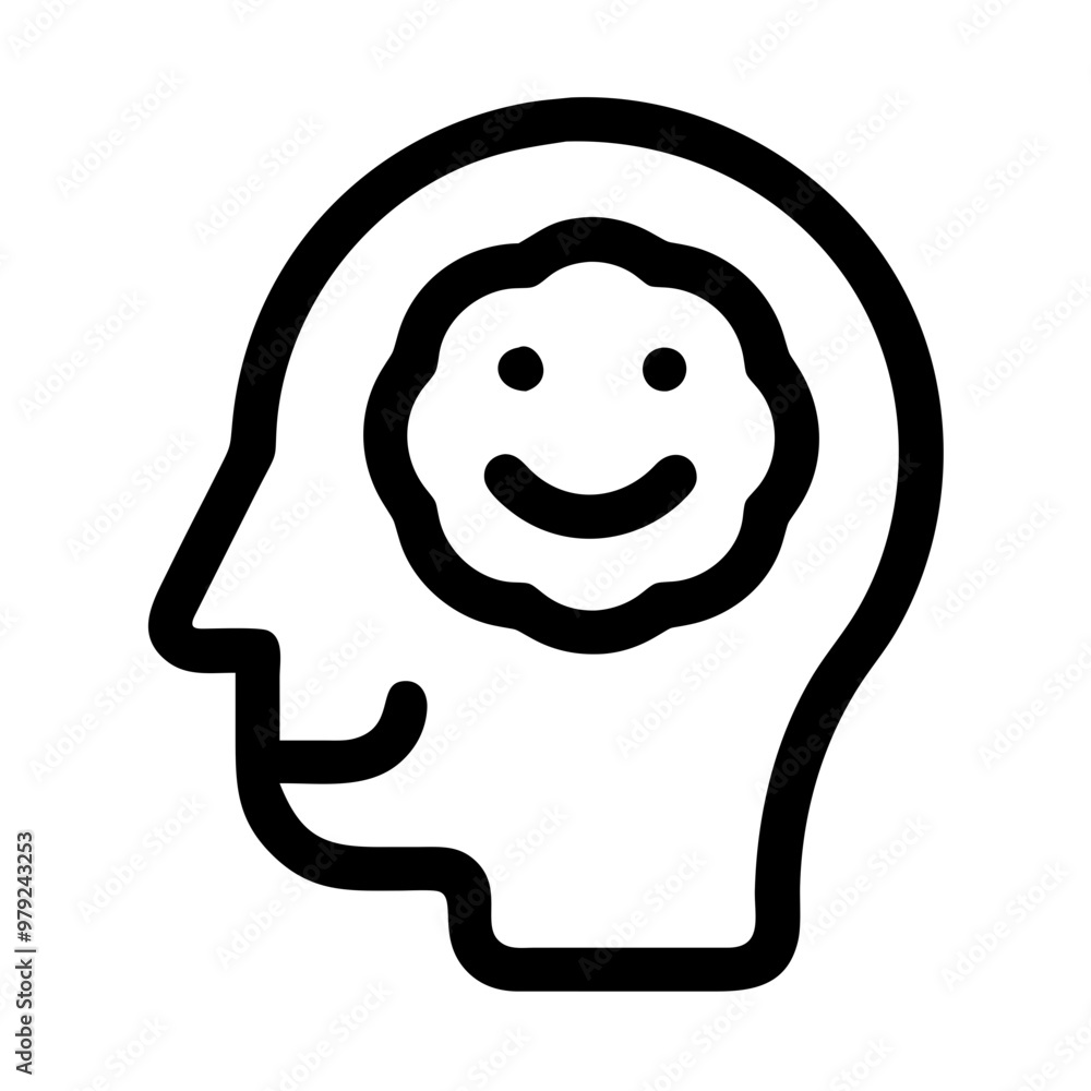 Happy thoughts vector icon, minimalist design, positivity concept, icon on transparent background, mental health theme