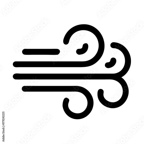 Gentle breeze vector icon, minimalist design, weather concept, icon on transparent background, mental health theme