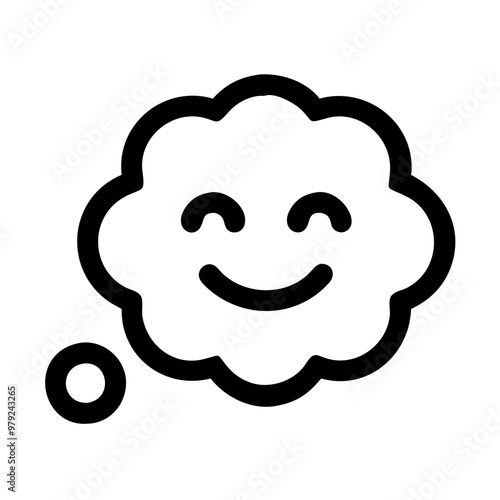 Happy thoughts cloud vector icon, minimalist design, positivity concept, icon on transparent background, mental health theme