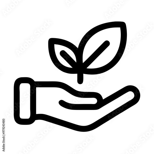 Nature healing icon, minimalistic line art representing natural wellness and renewal, icon on transparent background, mental health theme