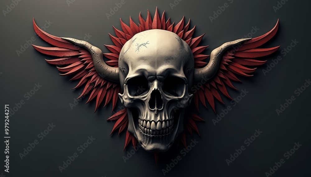 Ethereal Skull with Flaming Wings Ethereal Skull with Flaming Wings