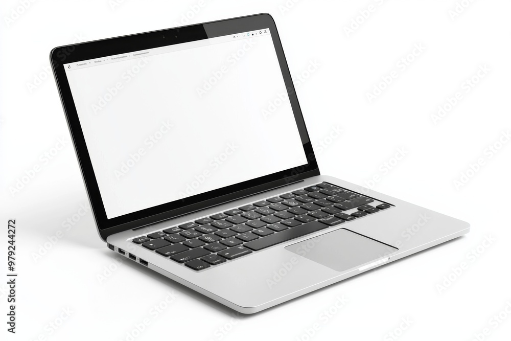 Laptop Mockup on Isolated white background created with Generative AI Laptop Mockup on Isolated white background created with Generative AI