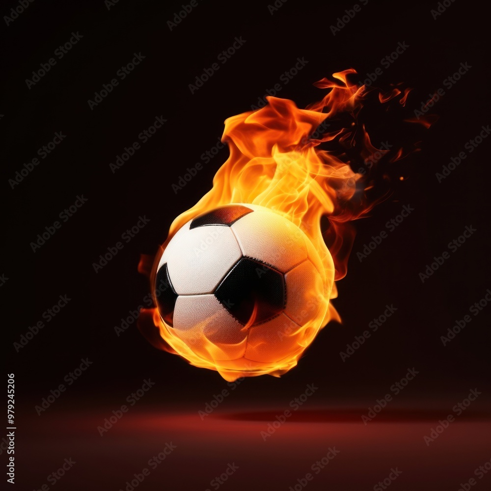 Naklejka premium Fiery soccer ball in motion