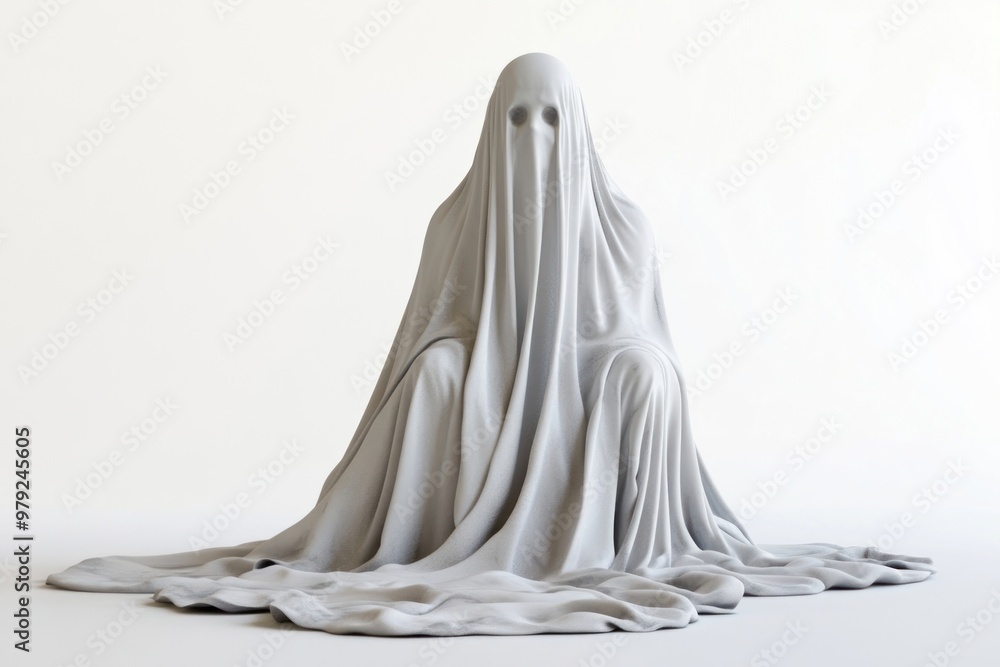 Ghost with a white cloth supernatural atmosphere halloween. Ghost with a white cloth supernatural atmosphere halloween.