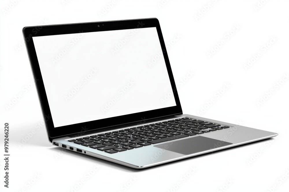 Laptop Mockup on Isolated white background created with Generative AI Laptop Mockup on Isolated white background created with Generative AI
