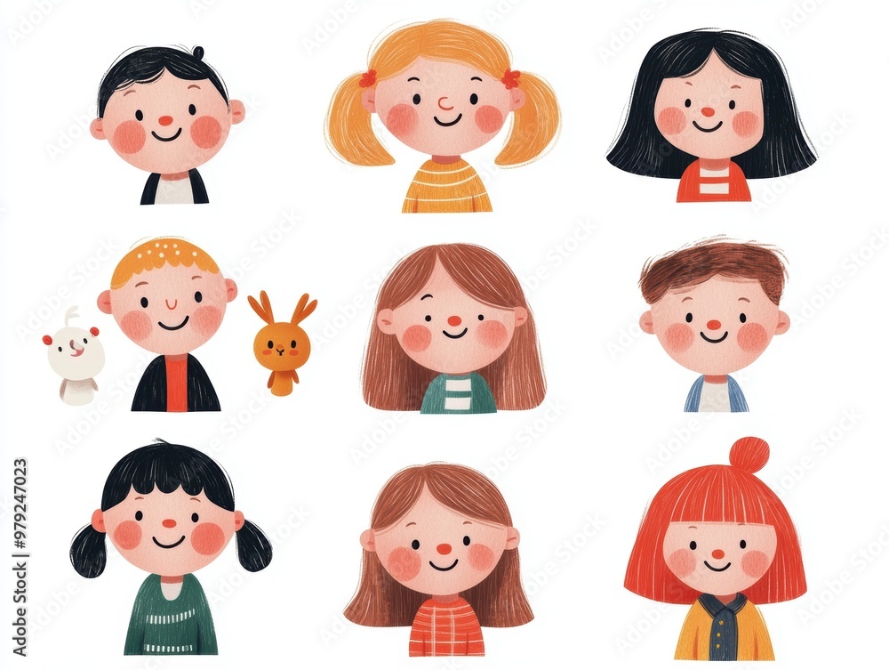 happy cartoon children with their arms raised, white background happy cartoon children with their arms raised, white background