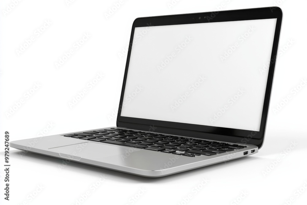 Laptop Mockup on Isolated white background created with Generative AI Laptop Mockup on Isolated white background created with Generative AI