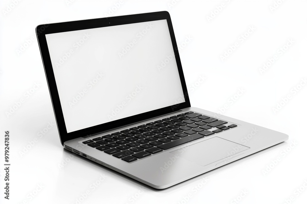 Laptop Mockup on Isolated white background created with Generative AI Laptop Mockup on Isolated white background created with Generative AI