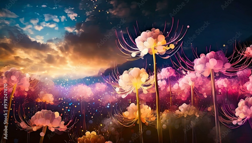 Spider lily flowers landscape