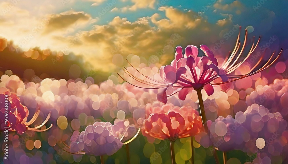 Spider lily flowers landscape