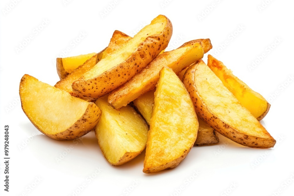 A pile of potato wedges potatoes food vegetable. A pile of potato wedges potatoes food vegetable.