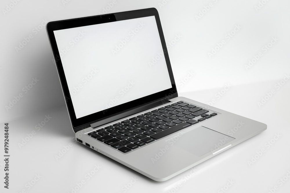 Laptop Mockup on Isolated white background created with Generative AI Laptop Mockup on Isolated white background created with Generative AI