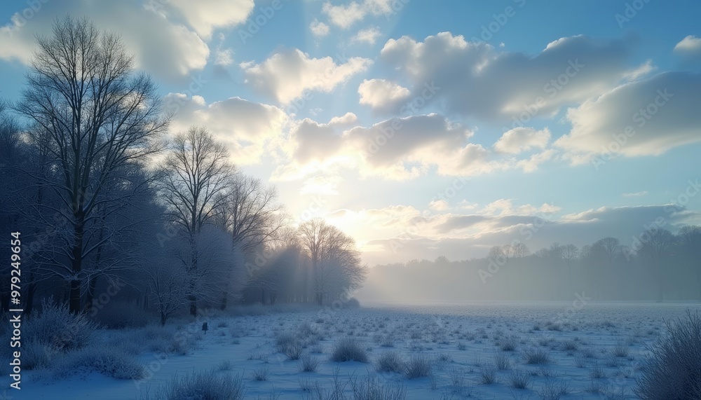 Snowy serenity A winter wonderland at sunrise Snowy serenity A winter wonderland at sunrise