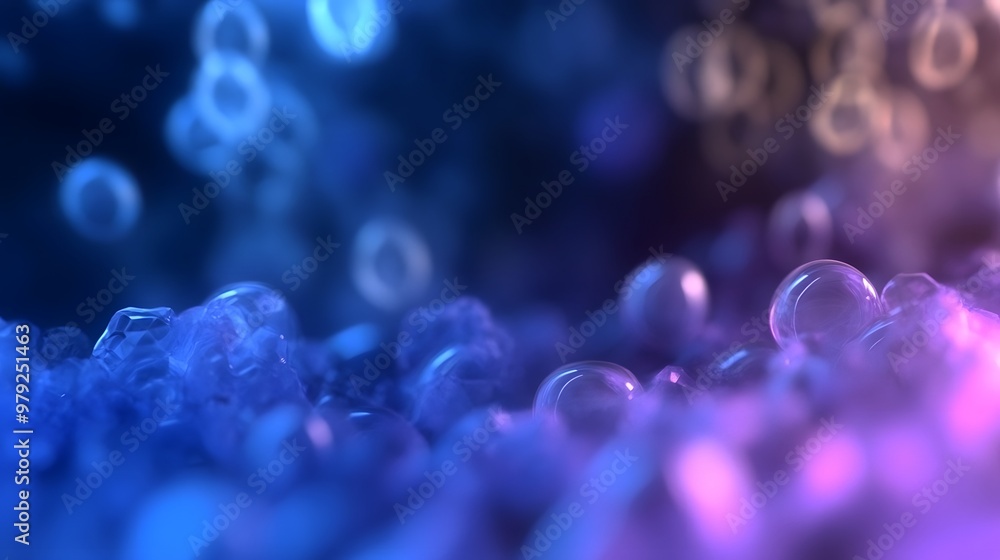 Abstract Blue and Purple Bokeh Background with Bubbles Abstract Blue and Purple Bokeh Background with Bubbles