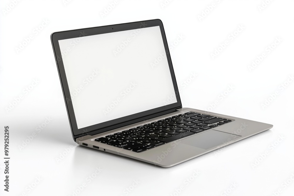 Laptop Mockup on Isolated white background created with Generative AI Laptop Mockup on Isolated white background created with Generative AI