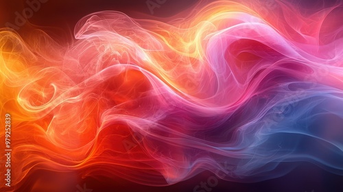 Colorful swirling smoke pattern in vibrant shades at dusk capturing the essence of fluid movement and dynamic energy