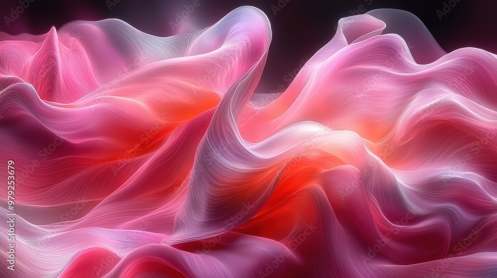 Obraz premium Abstract flowing patterns in vibrant shades of pink and red creating a mesmerizing visual display