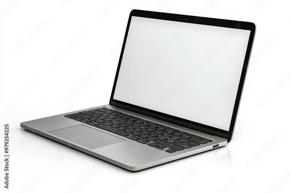 Laptop Mockup on Isolated white background created with Generative AI Laptop Mockup on Isolated white background created with Generative AI