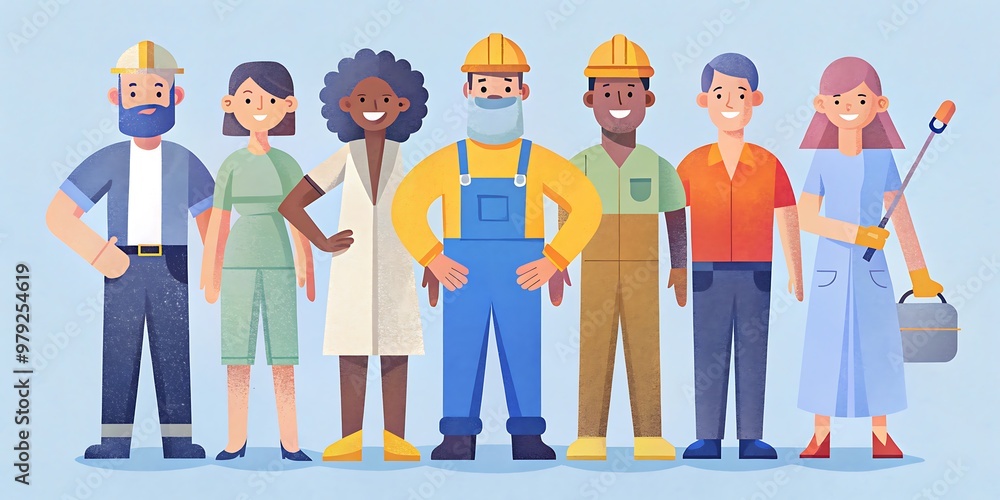Diverse Group of Workers: Nurse, Artist, and Electrician in Action Diverse Group of Workers: Nurse, Artist, and Electrician in Action