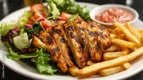 Chicken, Fries, and Deluxe Salad for a Perfect Meal