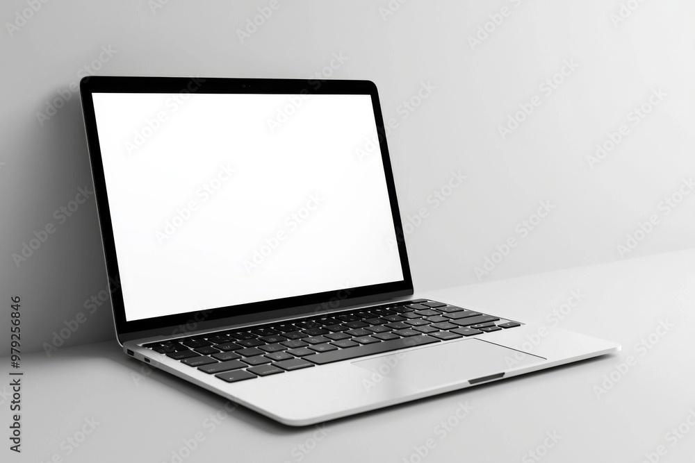 Laptop Mockup on Isolated white background created with Generative AI Laptop Mockup on Isolated white background created with Generative AI