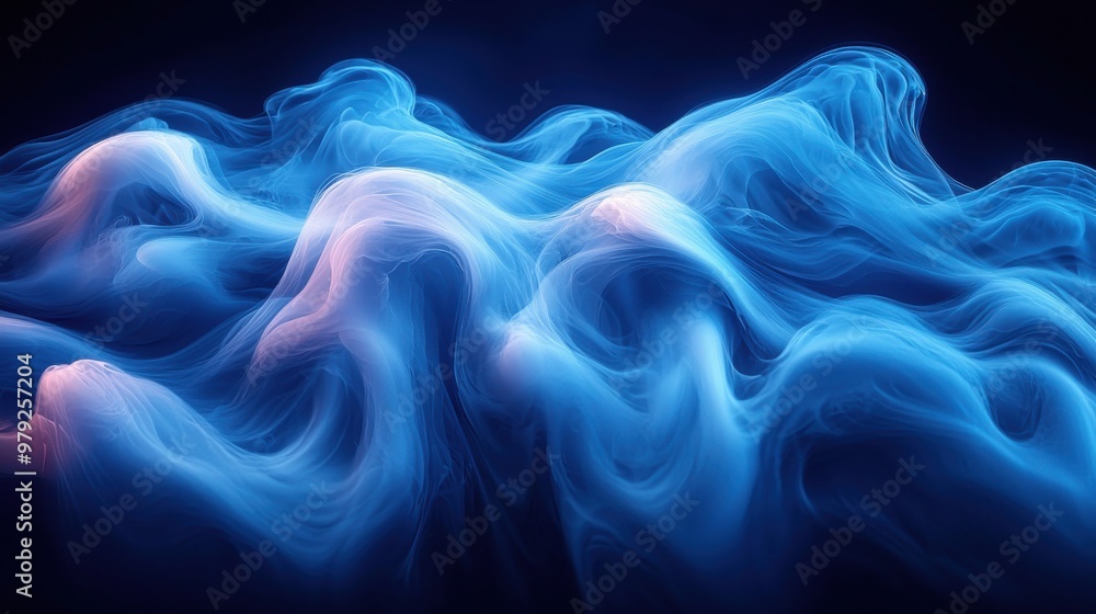 Fototapeta premium A swirling display of blue smoke creating an ethereal atmosphere in a darkened environment