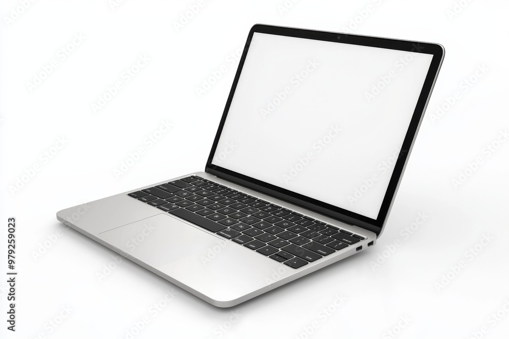 Laptop Mockup on Isolated white background created with Generative AI Laptop Mockup on Isolated white background created with Generative AI
