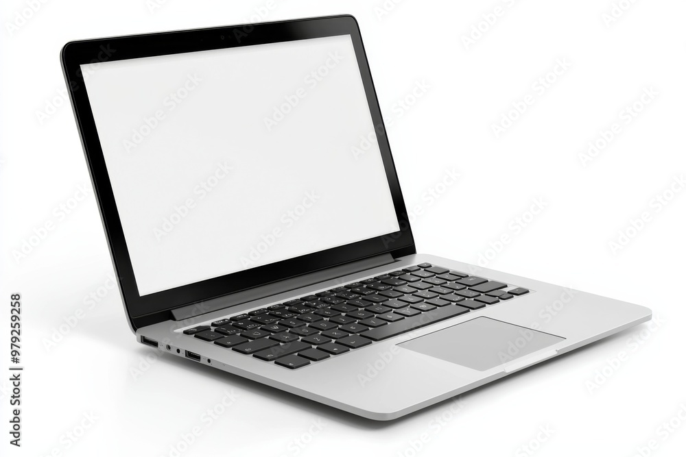 Laptop Mockup on Isolated white background created with Generative AI Laptop Mockup on Isolated white background created with Generative AI
