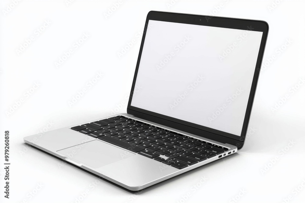 Laptop Mockup on Isolated white background created with Generative AI Laptop Mockup on Isolated white background created with Generative AI
