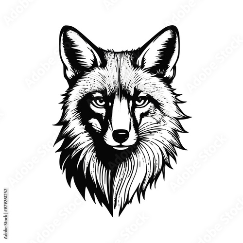 Majestic fox head silhouette | Illustration of a fox face 