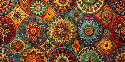 Bohemian art background with colorful abstract patterns and textures, boho, art, background, textures, abstract