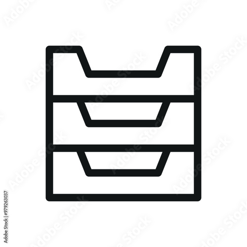 Stacked crates isolated icon, heavy duty stacking and nesting crates vector icon with editable stroke