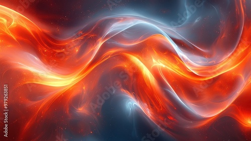 Dynamic abstract swirl of vibrant red and blue colors merging in a captivating display of light and motion