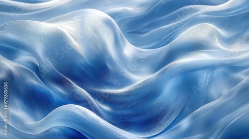 Graceful blue waves flowing gently across a serene landscape reflecting sunlight on a calm day