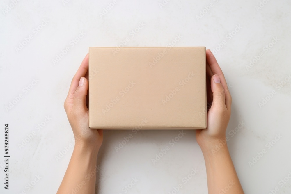 Hand holding deliverly box cardboard accessories accessory. Hand holding deliverly box cardboard accessories accessory.