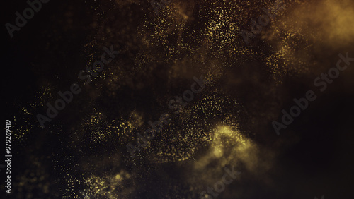 Golden luxury particles on a black background