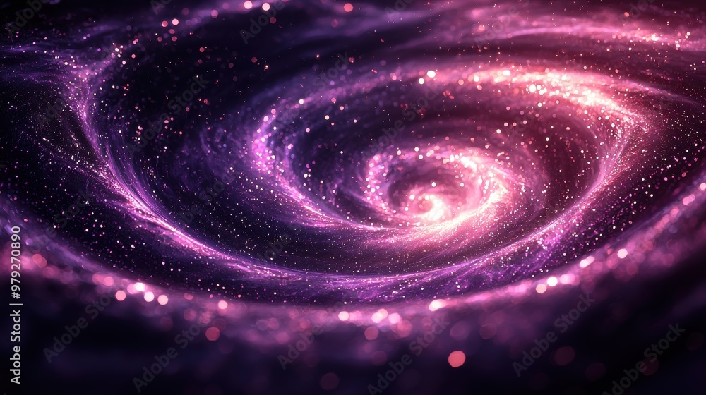 A swirling galaxy in deep space with vibrant purple hues and twinkling stars creating a cosmic spectacle at midnight A swirling galaxy in deep space with vibrant purple hues and twinkling stars creating a cosmic spectacle at midnight