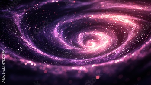 A swirling galaxy in deep space with vibrant purple hues and twinkling stars creating a cosmic spectacle at midnight