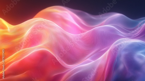 Wallpaper Mural Colorful flowing waves of light and texture create a mesmerizing display in a digital abstract design at dusk Torontodigital.ca