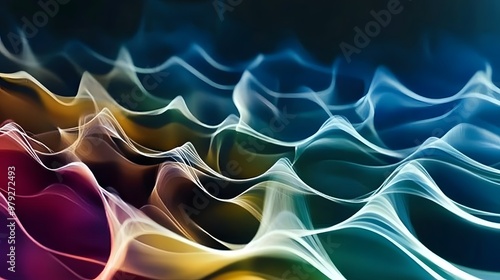 Wallpaper Mural Abstract Wavy Lines in Blue  Green  and Yellow Background Torontodigital.ca