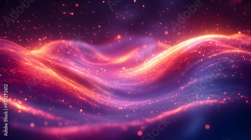 Abstract Background with Wavy Pink and Orange Glitter