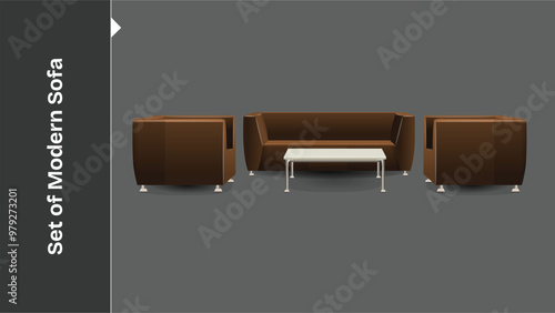 Illustration set of modern sofas for the interior 