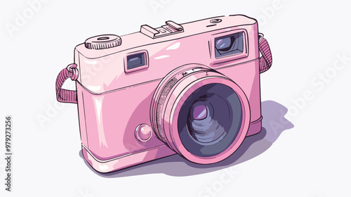 Vintage Pink Y2K Style Cartoon Card with Retro Digital Camera