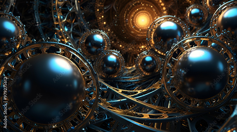 Pulsating spheres surrounded by geometric fractal structures.
Pulsating spheres surrounded by geometric fractal structures.
