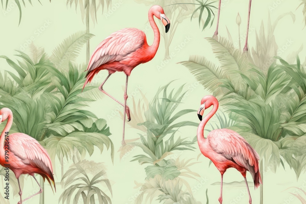 Fototapeta premium Flamingo bird backgrounds outdoors.