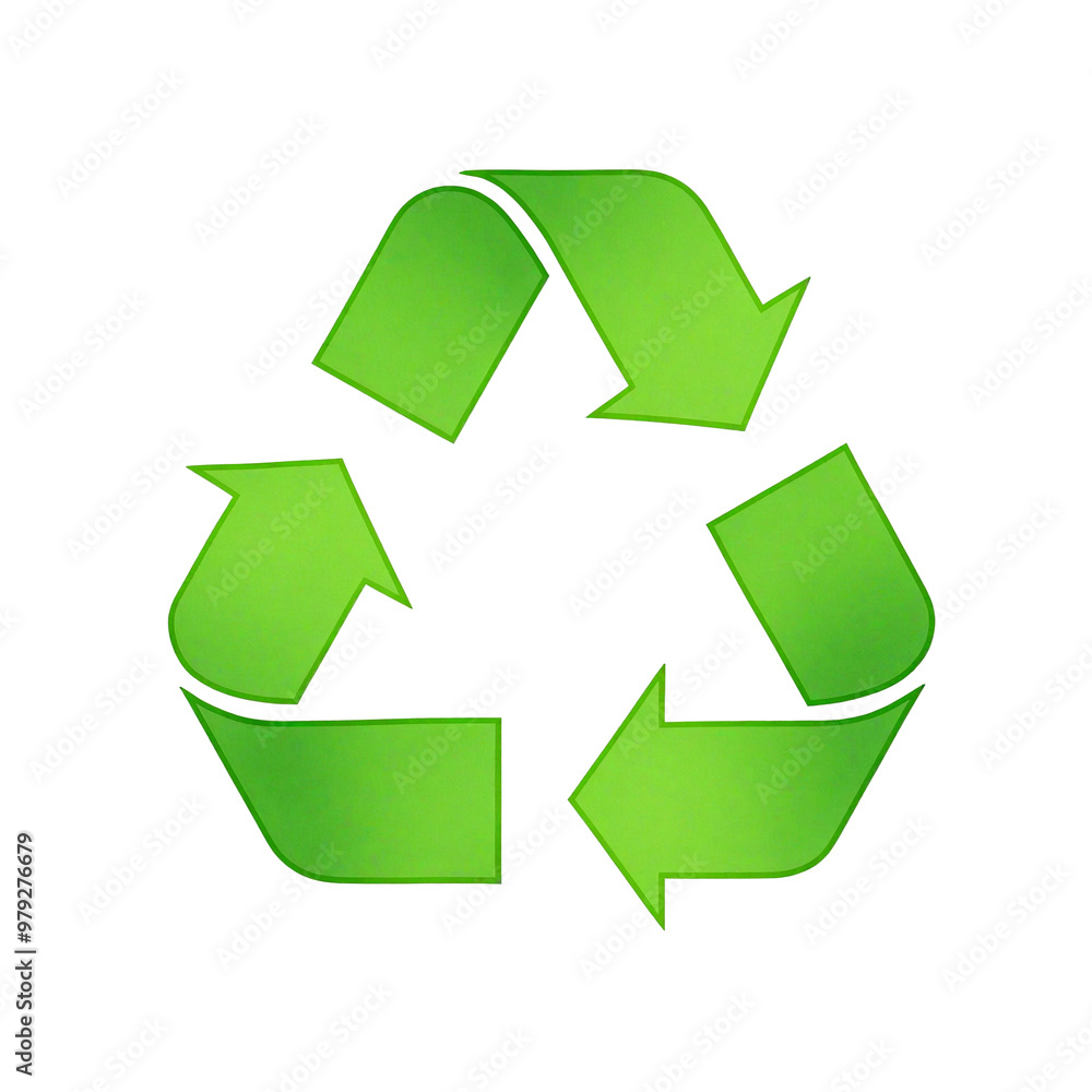 Fototapeta premium Green recycling symbol made of three arrows. Transparent background