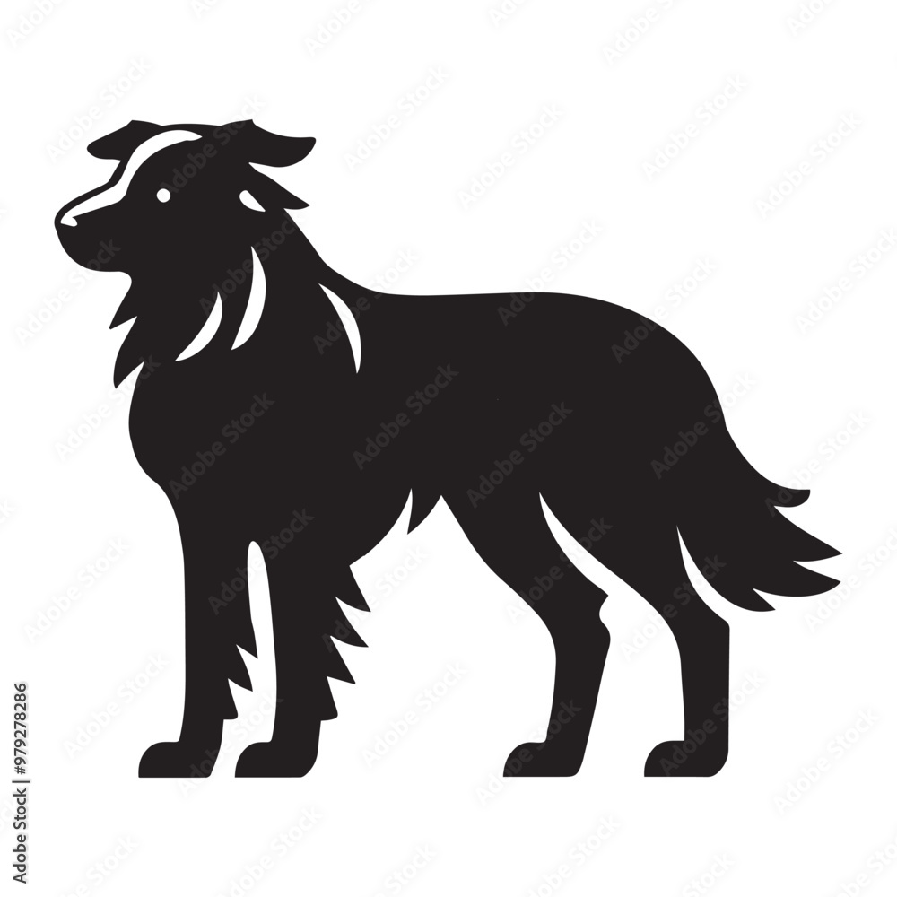 Border Collie dog silhouette Design, Dog Clipart vector illustration in black and white
Border Collie dog silhouette Design, Dog Clipart vector illustration in black and white