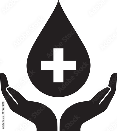Blood drop on hands , vector,