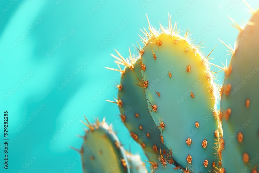 Cactus Shadows and Blue Background Captured in Close-Up Cactus Shadows and Blue Background Captured in Close-Up